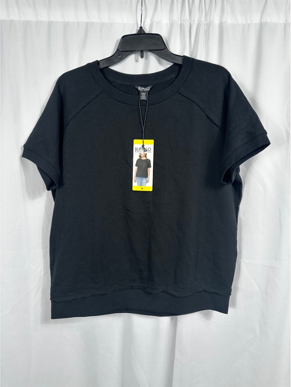 Buffalo David Bitton Women's Black Short Sleeve Sweatshirt, Small